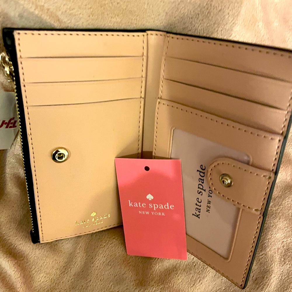 Kate spade small wallet black and pink inside